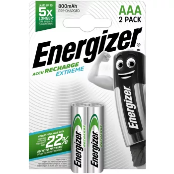   Energizer EAEXT800AAAB2 Extreme LR03 (AAA) újratölthető mikro akkumulátor 800mAh Ni-MH – nagy teljesítményű, hosszú élettartamú AAA ceruzaakku ( 2db/csomag ) ( EAEXT800AAAB2 )