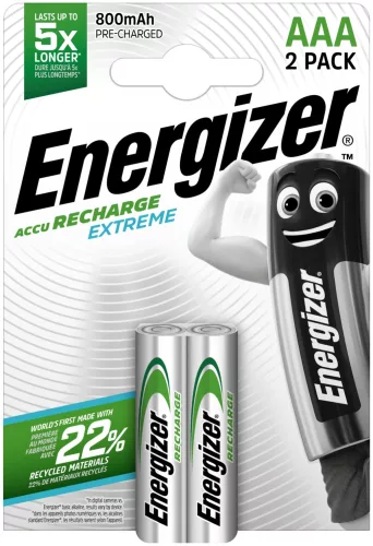 Energizer EAEXT800AAAB2 Extreme LR03 (AAA) újratölthető mikro akkumulátor 800mAh Ni-MH – nagy teljesítményű, hosszú élettartamú AAA ceruzaakku ( 2db/csomag ) ( EAEXT800AAAB2 )