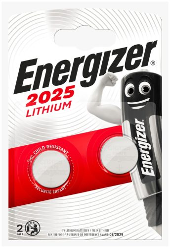 Energizer EGCR2025B2 CR2025 lítium gombelem – hosszú élettartamú 3V elem autókulcsokhoz, órákhoz és modern elektronikai eszközökhöz ( 2db/csomag ) ( EGCR2025B2 )