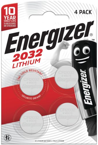 Energizer EGCR2032B4 CR2032 lítium gombelem – hosszú élettartamú 3V elem autókulcsokhoz, órákhoz és okoseszközökhöz ( 4db/csomag ) ( EGCR2032B4 )