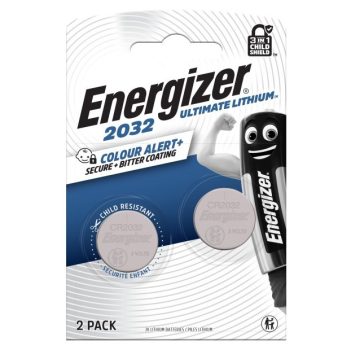   Energizer EGULP2032B2 Ultimate Lithium CR2032 gombelem – extra hosszú élettartamú, prémium 3V lítium elem okoseszközökhöz és autókulcsokhoz ( 2db/csomag ) ( EGULP2032B2 )