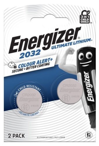 Energizer EGULP2032B2 Ultimate Lithium CR2032 gombelem – extra hosszú élettartamú, prémium 3V lítium elem okoseszközökhöz és autókulcsokhoz ( 2db/csomag ) ( EGULP2032B2 )