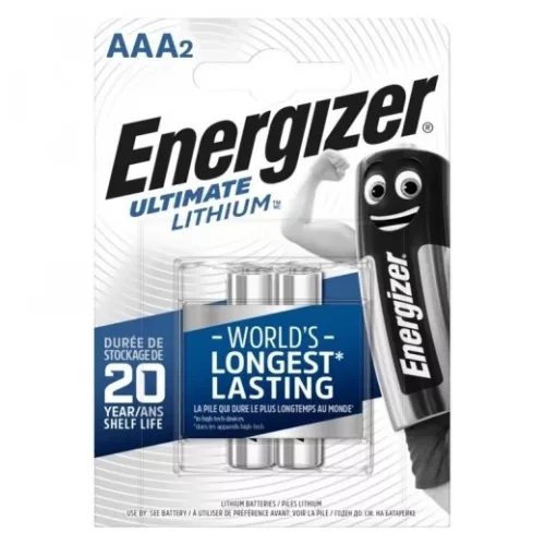 Energizer ELAAAB2 Ultimate Lithium LR03 (AAA) mikro elem – extra hosszú élettartamú, ultrakönnyű 1,5V prémium lítium elem nagy teljesítményű és okoseszközökhöz ( 2db/csomag ) ( ELAAAB2 )