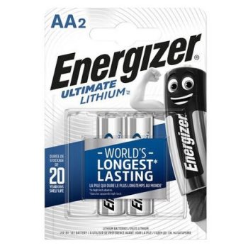   Energizer ELAAB2 Ultimate Lithium LR6 (AA) ceruzaelem – extra hosszú élettartamú, ultrakönnyű 1,5V prémium lítium elem nagy teljesítményű eszközökhöz ( 2db/csomag ) ( ELAAB2 )