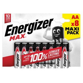   Energizer EMAAB8 Max LR6 (AA) alkáli ceruzaelem – hosszú élettartamú, megbízható 1,5V energiaforrás háztartási és elektronikai eszközökhöz ( 8db/csomag ) ( EMAAB8 )