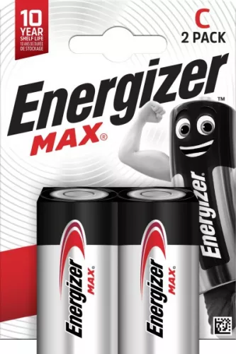 Energizer EMC Max C (Baby) alkáli elem – hosszú élettartamú, nagy teljesítményű 1,5V energiaforrás háztartási és professzionális eszközökhöz ( 2db/csomag ) ( EMC )
