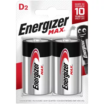   Energizer EMD Max D (Góliát) alkáli elem – nagy kapacitású, hosszú élettartamú 1,5V energiaforrás nagyfogyasztású eszközökhöz ( 2db/csomag ) ( EMD )