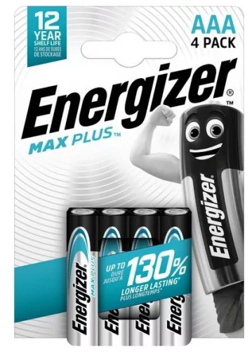 Energizer EMPAAA Max Plus LR03 (AAA) mikro alkáli elem – extra hosszú élettartamú, nagy teljesítményű 1,5V energiaforrás modern elektronikai eszközökhöz ( 4db/csomag ) ( EMPAAA )