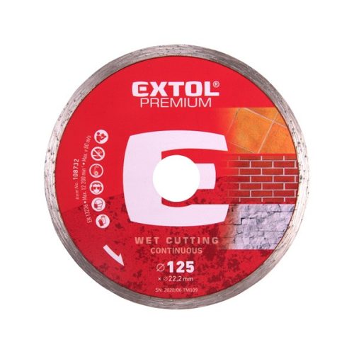 EXTOL PREMIUM 108731 gyémántvágó csempevágáshoz (sima), vizes vágásra; 115×1,8×22,2mm, max.13.300 ford/perc ( 108731 )