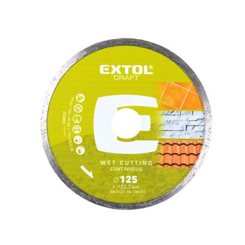 EXTOL CRAFT 108832 gyémántvágó csempevágáshoz (sima), vizes vágásra; 125×2,2×22,2mm, max.12.200 ford/perc ( 108832 )