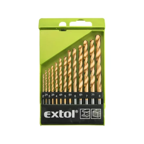 EXTOL CRAFT 1118A fémcsigafúró klt. HSS TITÁN bevonatú; 13db, 2-8mm, (műanyag dobozban) ( 1118A )