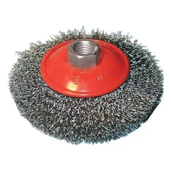   EXTOL CRAFT 17006 drótcsiszoló körkefe, kúpos; hullámos szálú ; sarokcsiszolóhoz, M14×2 100mm, ford.: 12500 ( 17006 )