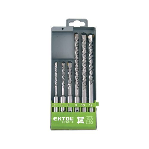 EXTOL CRAFT 23901 betonfúró klt. SDS PLUS, 6db; 110mm 5,6,8, 160mm 8,10,12, műanyag tartóban ( 23901 )