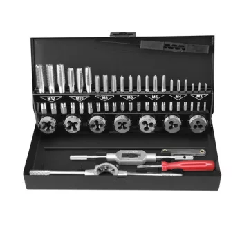   EXTOL PREMIUM 29302 menetfúró menetmetsző klt., fém dobozban; 32db M3-M12, jó minőségű szénacél ( 29302 )