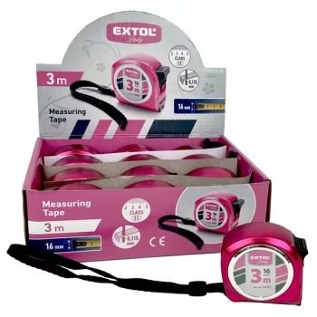   EXTOL LADY 3193 mérőszalag, gumírozott, 1 stoppos; rózsaszín, 3m×16mm, Extol Lady ( 3193 )