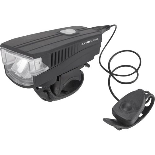 EXTOL LIGHT 43137 LED lámpa, biciklis, első, fehér 5 W LED; 350 Lm, ABS ház, USB újratölthető beépített Li-ion akku, 1200 mAh, duda funkc. ( 43137 )