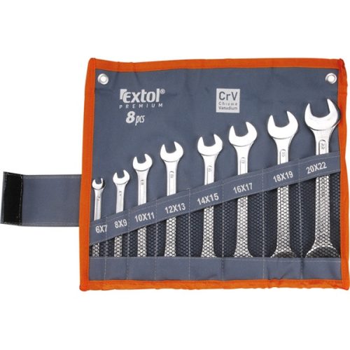 EXTOL PREMIUM 6119 villáskulcs klt., CrV., vászon tartóban; 8db, 6-22mm ( 6119 )