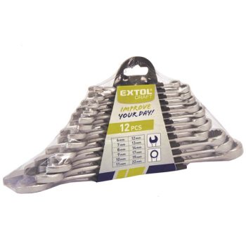   EXTOL CRAFT 6333B csillag-villás kulcs klt., W.S.; 12db, 6-22mm, műanyag tartóban ( 6333B )