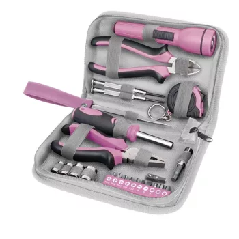   EXTOL LADY 6595 szerszámkészlet, 23db, 1/4"; Extol Lady, rózsaszín, 4 dugófej (6-12mm), fogók, csavarhúzó markolat, mérőszalag, BIT-ek ( 6595 )