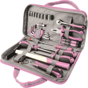   EXTOL LADY 6596 szerszámkészlet, 39db, 1/4"; Extol Lady, rózsaszín, 8 dugófej (5-14mm), fogó, csavarhúzók, kalapács, BIT-ek ( 6596 )