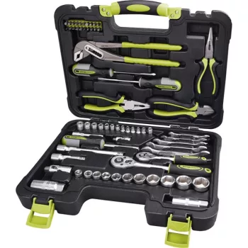   EXTOL CRAFT 6598 szerszámkészlet, 65db, 1/4"+3/8" CV.; dugókulcsok, racsnis kar, fogók, csavarhúzók, villás kulcsok, BIT-ek ( 6598 )