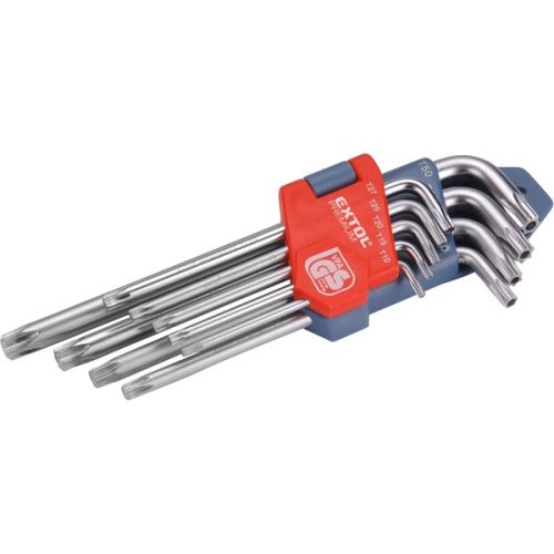 EXTOL PREMIUM 6601 torx kulcs klt., CV. ; 9db, lyukas, T10,15,20,25,27,30,40,45,50, bliszteren ( 6601 )