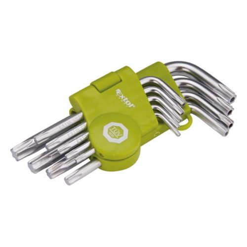EXTOL CRAFT 66010 TORX kulcs klt., rövid, Cr40, TÜV/GS; 9db, T10-T50, bliszteren, egyik vége lyukas ( 66010 )
