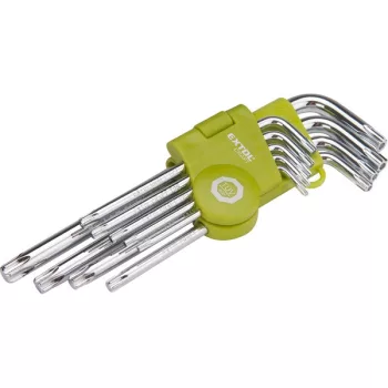   EXTOL CRAFT 66011 torx kulcs klt., Cr40. 9db, egyik vége lyukas; T10,15,20,25,27,30,40,45,50, bliszteren ( 66011 )