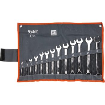   EXTOL PREMIUM 6733 csillag-villás kulcs klt., CrV., elliptikus, vászon tartóban ; 13db, 6-22mm ( 6733 )