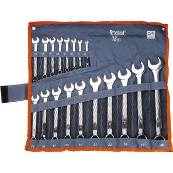   EXTOL PREMIUM 6734 csillag-villás kulcs klt., CrV., elliptikus, vászon tartóban ; 18db, 6-30mm ( 6734 )