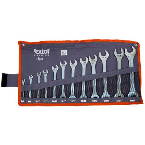 EXTOL PREMIUM 8631141 villáskulcs klt., CrV., vászon tartóban; 12db, 6-32mm ( 8631141 )