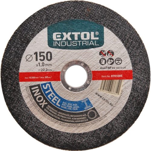 EXTOL INDUSTRIAL 8701000 vágókorong ipari, acélra/inoxra; 115×1,0×22,2mm ( 8701000 )