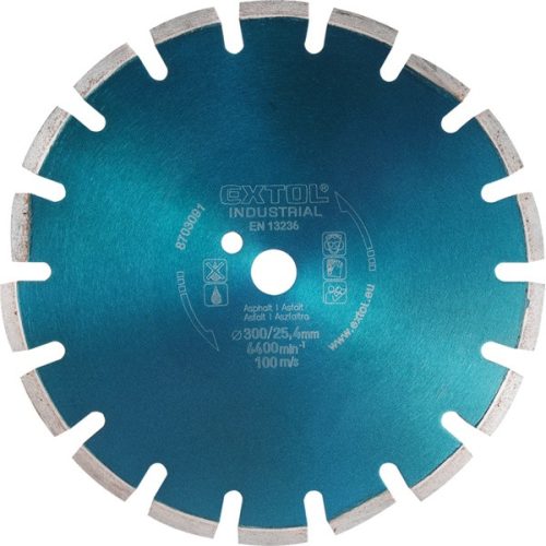 EXTOL INDUSTRIAL 8703093 gyémántvágó ASZFALT-ra, friss betonhoz, ipari korong, szegmenses; 400×25,4mm, száraz és vizes vágásra ( 8703093 )