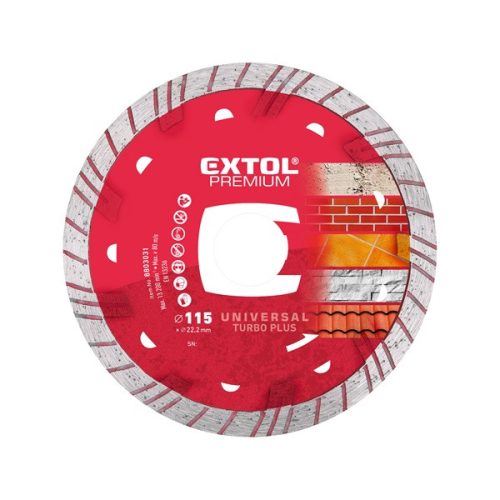 EXTOL PREMIUM 8803032 gyémántvágó TURBO Plus; 125mm, száraz és vizes vágáshoz, vágási mélység: 2,5 cm ( 8803032 )