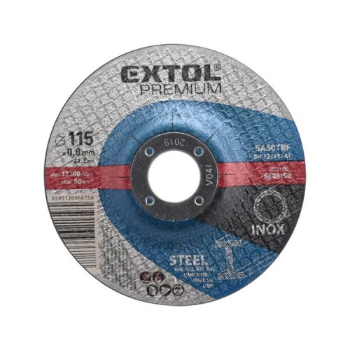 EXTOL PREMIUM 8808150 vágókorong, acélhoz/inoxhoz; 115×0,8×22,2mm, max 13300 ford/perc ( 8808150 )