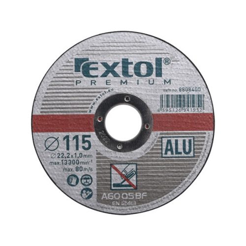 EXTOL PREMIUM 8808400 vágókorong alumíniumhoz, szürke; 115×1,0×22,2mm, max 13300 ford/perc ( 8808400 )