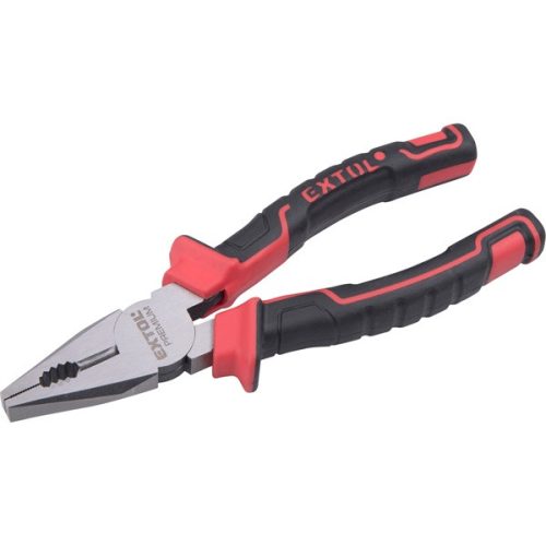 EXTOL PREMIUM 8813182 kombinált fogó, 180mm, duál  vörös/fekete, TPR nyél, akasztós szerszámtartó ( 8813182 )
