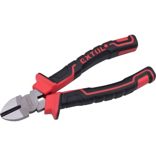 EXTOL PREMIUM 8813186 oldalcsípő fogó, 160mm, duál  vörös/fekete, TPR nyél, akasztós szerszámtartó ( 8813186 )