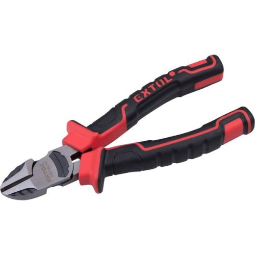 EXTOL PREMIUM 8813197 oldalcsípő fogó, 190mm, duál vörös/fekete TPR nyél, 20% extra erőkifejtés, akasztós szerszámtartó ( 8813197 )