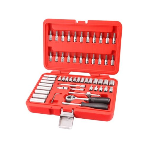 EXTOL PREMIUM 8818101 dugókulcs klt. CV., 45fog; 1/4", 57db, dugófejek: 4-14mm, bitdugófej (-, +, imbusz, torx) ( 8818101 )