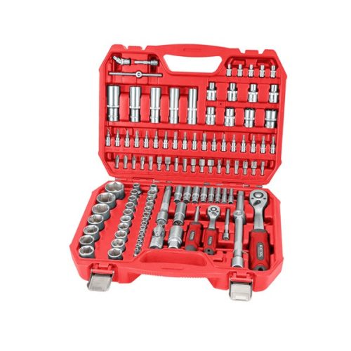 EXTOL PREMIUM 8818338 dugókulcs klt., CV., racsnis 45fog ; 1/4" és 1/2", 110db, 4-32mm, 32db bit(lapos, kereszt,imbusz,torx), gyertyakulcs ( 8818338 )