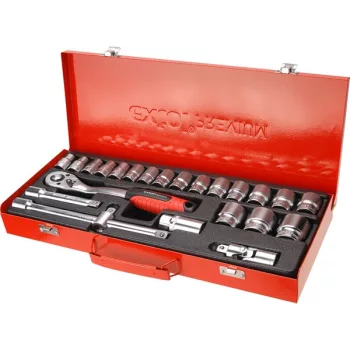   EXTOL PREMIUM 8818365 dugókulcs klt., CV., racsnis 45fog ; 1/2" 24db, 10-32mm, fém doboz ( 8818365 )