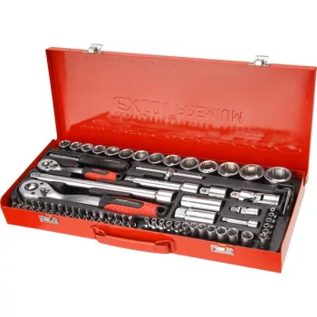   EXTOL PREMIUM 8818370 dugókulcs klt., CV., racsnis 45fog ; 1/4" és 1/2", 65db, dugófejek (4-32mm), bitek, fém doboz ( 8818370 )
