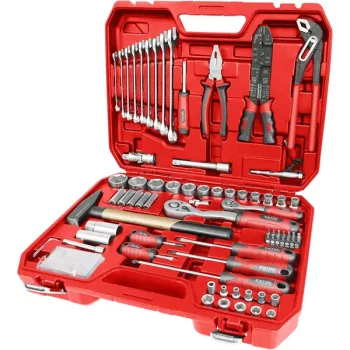   EXTOL PREMIUM 8818411 szerszám és dugókulcs klt.,100db; 1/4", és 1/2" racs.kar (45 fog), cs-v kulcs, csavarhúzó, fogók ( 8818411 )