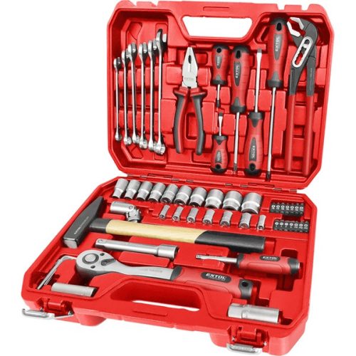 EXTOL PREMIUM 8818420 szerszám és dugókulcs klt., 55 db; 1/2" racsnis hajtókar (45 fog), dugófejek, BIT-ek, csavarhúzók, csillag-villás kulcs. ( 8818420 )