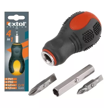   EXTOL PREMIUM 8819106 marokcsavarhúzó, 2db cserélhető, kétoldalas rövid szárral (lapos: 4mm, 5,5mm; PH1, PH2), CV. ( 8819106 )