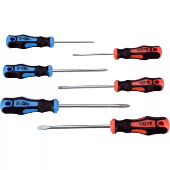   EXTOL PREMIUM 8819256 csavarhúzó klt., 6db; lapos:3×75, 5,5×100 és 6,5×125mm, PH0×60, PH1×100 és PH2×125, CV., mágneses, papír tartóban ( 8819256 )