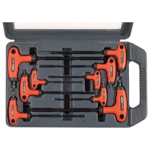 EXTOL PREMIUM 8819401 torx kulcs klt., 9db ; CV., gumírozott T-nyelű, T10×100, T15×100, T20×100, T25×150, T27×150, T30×150, T40×150, T45×200, ( 8819401 )