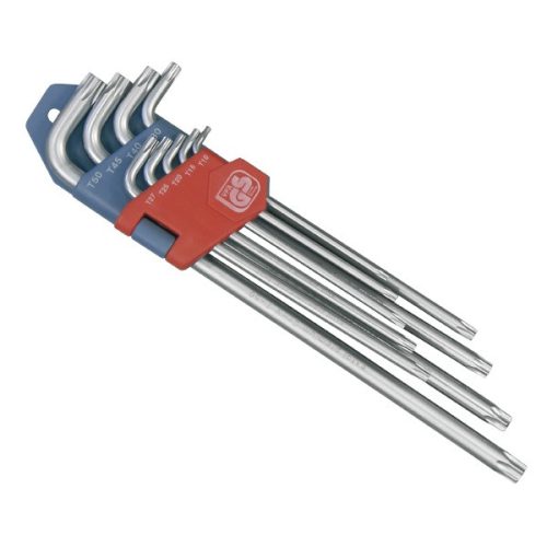 EXTOL PREMIUM 8819412 torx kulcs klt. 9db, extra hosszú; T10-T50, hosszú szár: tömör, rövid szár: lyukas, CV., 90-225mm ( 8819412 )