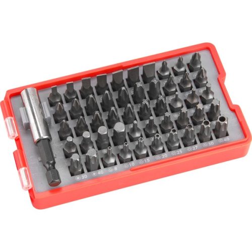 EXTOL PREMIUM 8819642 behajtó klt. 51 db Cr.V., lapos:3-7mm, PH0-3, PZ0-3, HEX 1,5-6mm, T és TTa 8-40,  övre akasztható műanyag tartóban ( 8819642 )